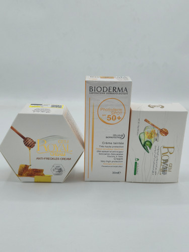 کرم ژل رویال به همراه صابون رویال و یک عددضد آفتاب بی رنگ spf50+