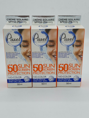 کرم ضدآفتاب پیکسل بدون رنگ مناسب پوست های خشک نرمال و حساس spf 50 بر پایه آب
