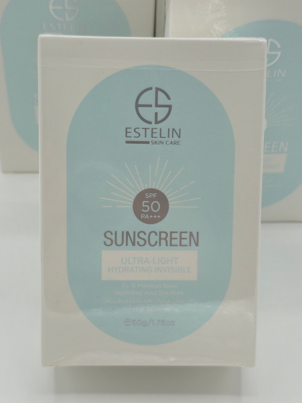 کرم ضد آفتاب بدون رنگ استلین، 50 SPF، مدل ultra light، مناسب انواع پوست و حجم 50 میل