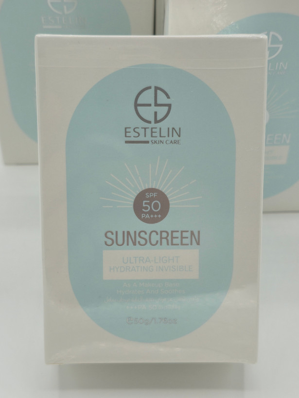 کرم ضد آفتاب بدون رنگ استلین، 50 SPF، مدل ultra light، مناسب انواع پوست و حجم 50 میل